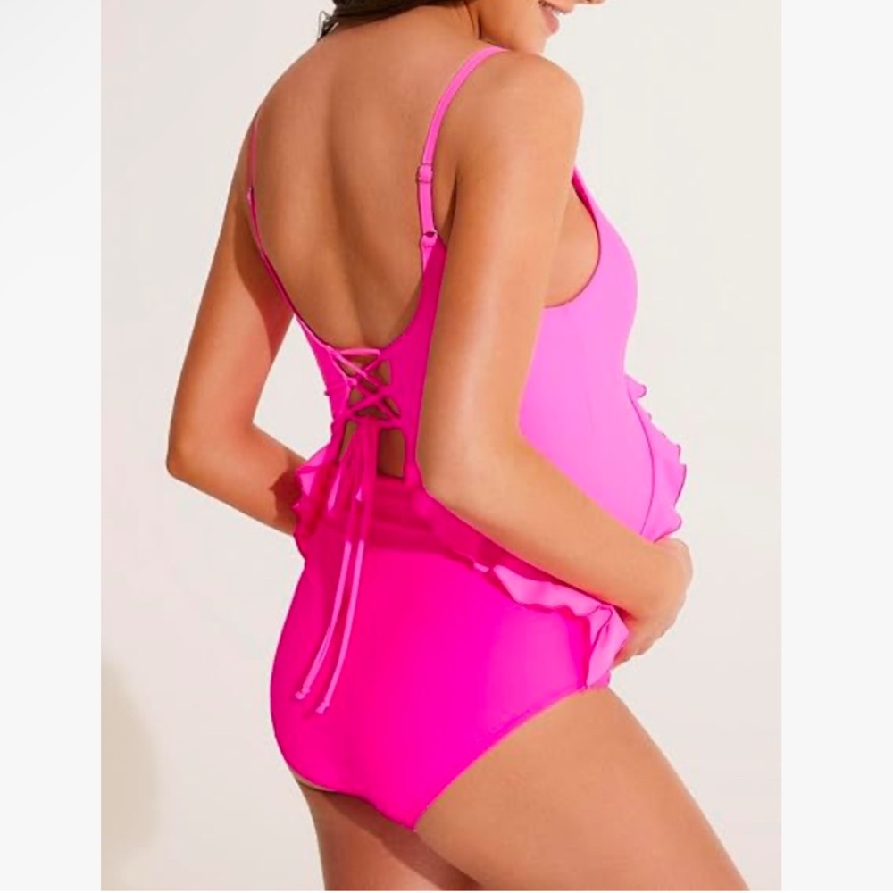 Pink Ruffled One-Piece Swimsuit - Picture 3 of 4